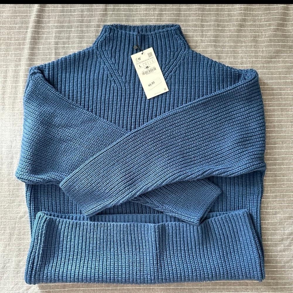 Zara Blue Ribbed Men's Sweater